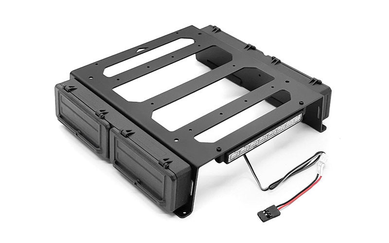 VVV-C1389 Rear Bed Rack And Tool Box W/ Light Bar for Vanquish VS4-10 Phoenix RC 4WD