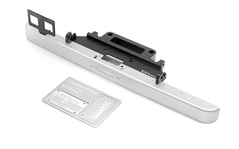 VVV-C1398 Classic Front Bumper W/ License Plate for RC4WD Trail Finder 2 Truck Kit "LWB" W/ 1980 Toyota Land Cruiser FJ55 Lexan Body Set (Silver) RC 4WD