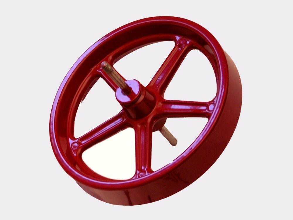 Wilesco Flywheel. 100 mm Diameter. Red. With Axle (D21) WSP1993