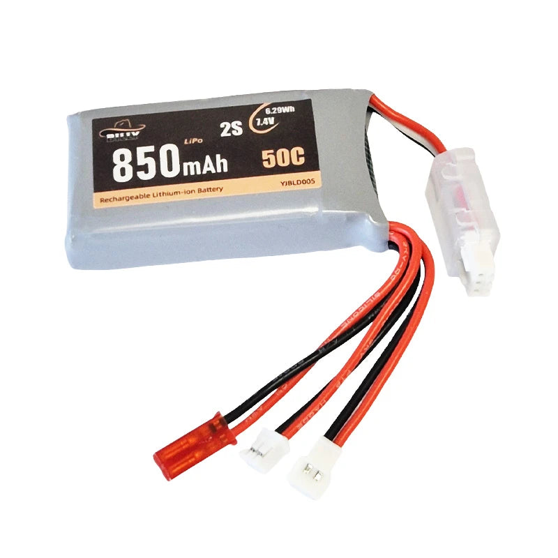 Billy RC 850mAh 2S 7.4V 50C LiPo with JST, PH2.0, and MX2.0 Connectors - YJBLD005
