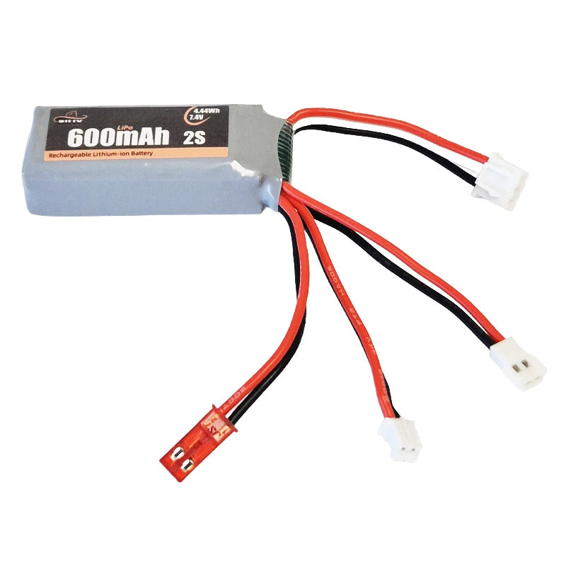 Billy RC 600mAh 2S 7.4V 35C LiPo Battery with JST, PH2.0, and MX2.0 Connectors - YJBLD009