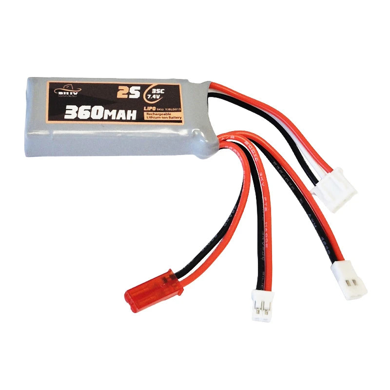 Billy RC 360mAh 2S 7.4V 35C LiPo Battery with JST, PH2.0, and MX2.0 Connectors - YJBLD019