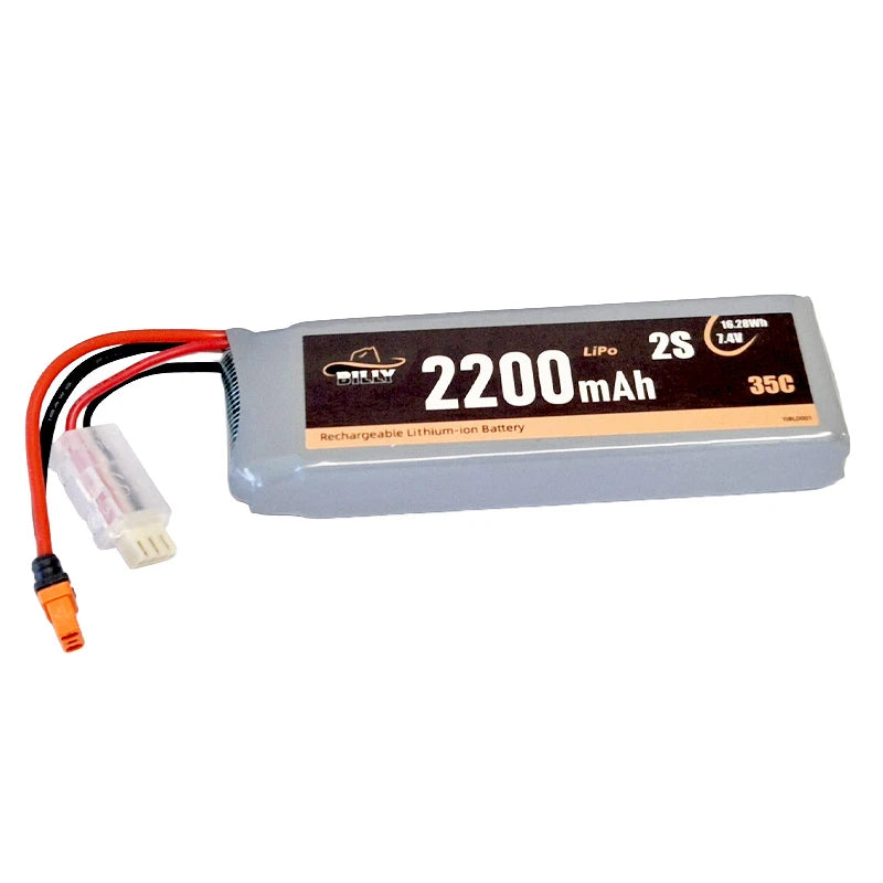 Billy RC 2200mAh 2S 7.4V 35C LiPo Battery with IC2 Connector, Arrma Grom - YJBLDO01