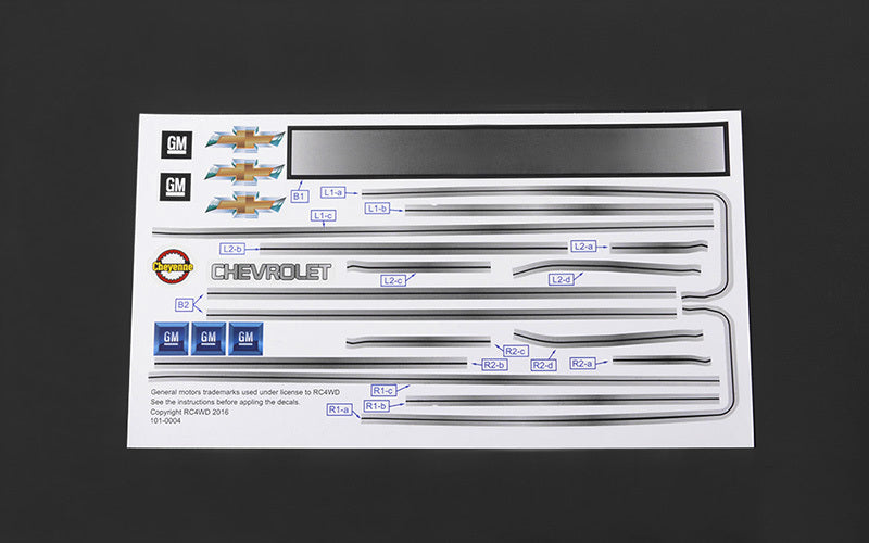 Z-B0123 RC4WD Chevrolet Blazer Decal Sheet Set for Chevy Blazer Body RC 4WD
