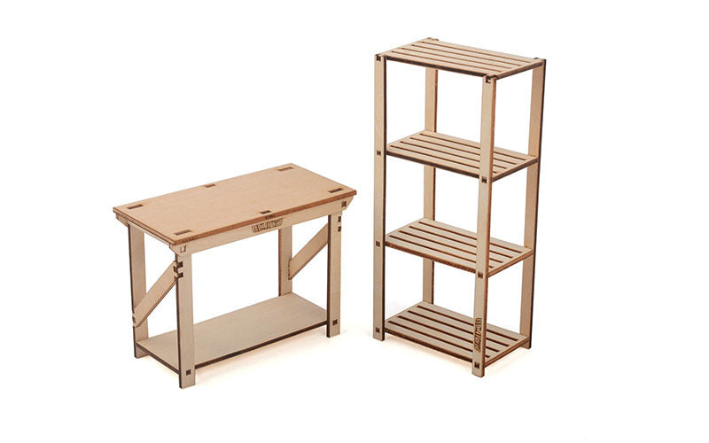 Z-S0161 1/10 Wood Garage Shelves and Work Bench Set RC 4WD