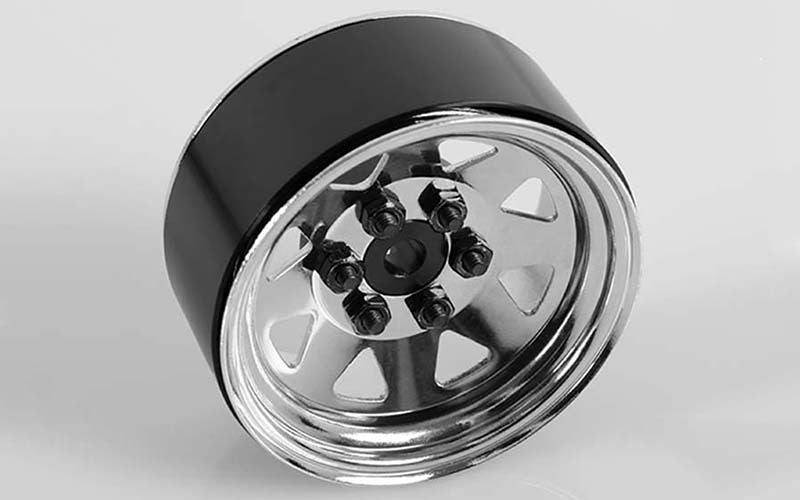 Z-W0002 6 Lug Wagon 1.9" Steel Stamped Beadlock Wheels (Chrome) RC 4WD