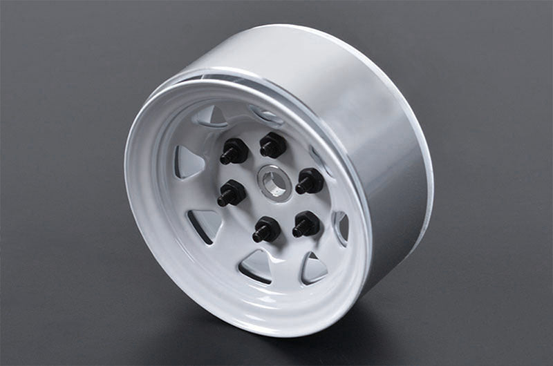 Z-W0035 Stamped Steel 1.55" Stock White Beadlock Wheels RC 4WD