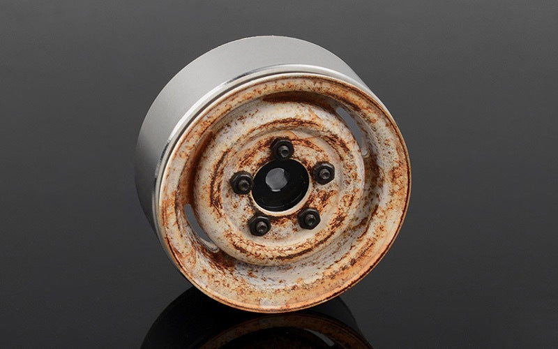 Z-W0043 Landies Vintage Stamped Steel 1.55" Beadlock Wheels (Rust) RC 4WD