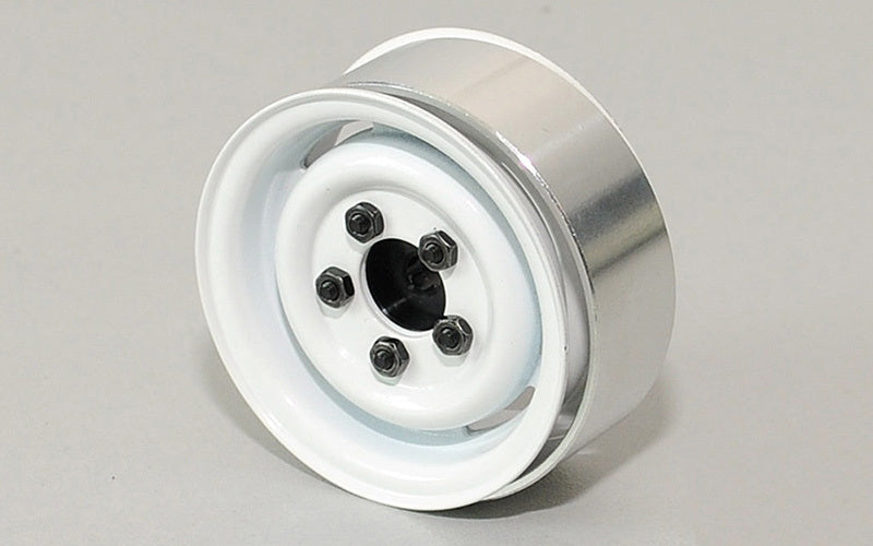 Z-W0076 1.55" Landies Vintage Stamped Steel Beadlock Wheels (White) RC 4WD