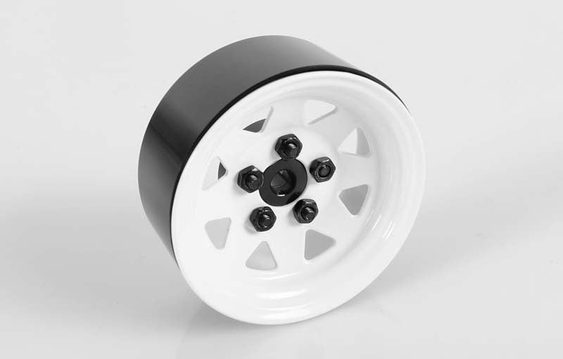 Z-W0127 5 Lug Wagon 1.9" Steel Stamped Beadlock Wheels (White) RC 4WD