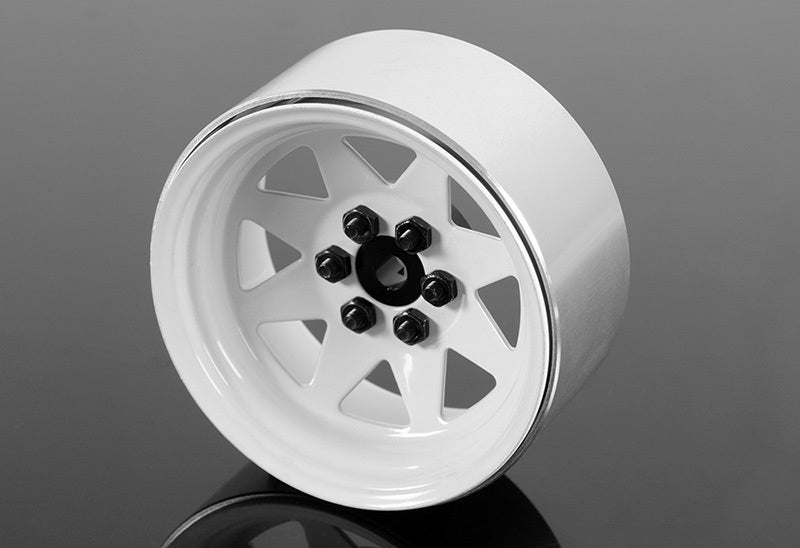 Z-W0146 6 Lug Wagon 2.2" Steel Stamped Beadlock Wheels (White) RC 4WD