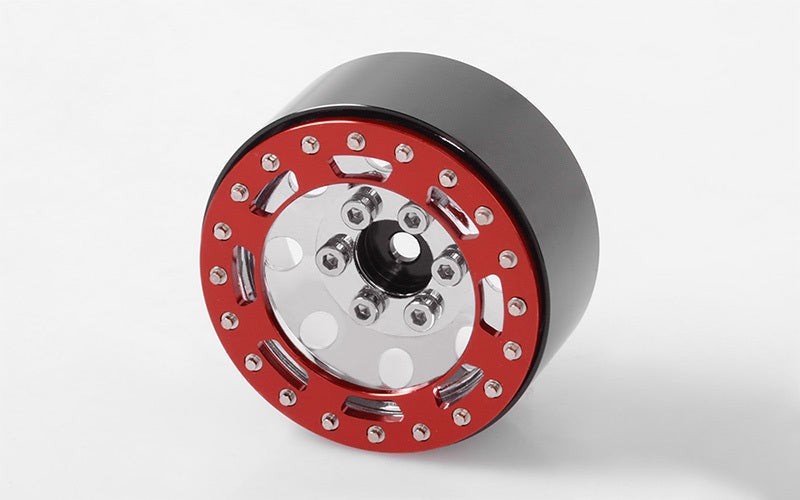 Z-W0225 TRO 1.7" Stamped Steel Beadlock Wheels (Red/Chrome) RC 4WD