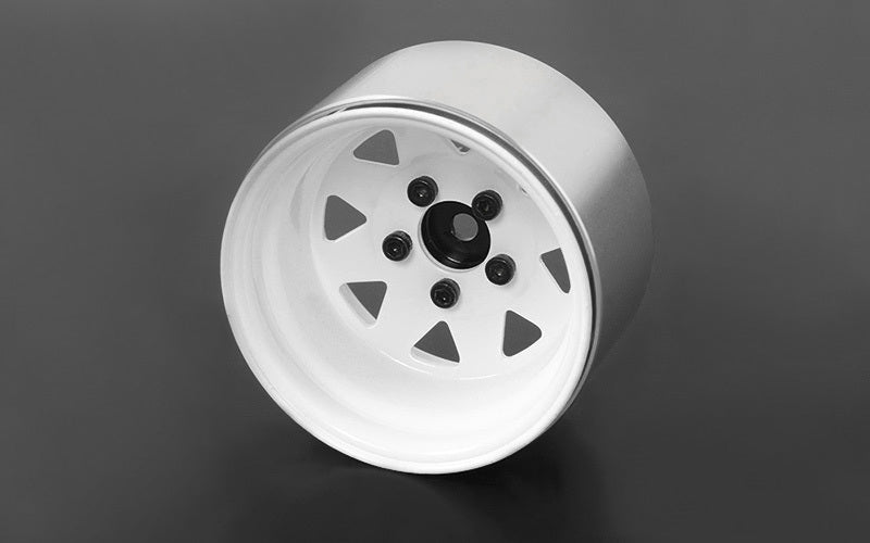 Z-W0242 5 Lug Deep Dish Wagon 1.9" Steel Stamped Beadlock Wheels (White) RC 4WD