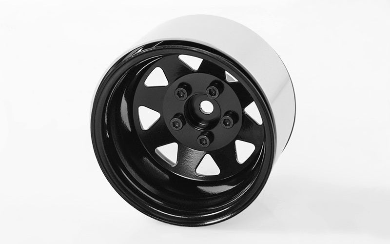 Z-W0243 5 Lug Deep Dish Wagon 1.9" Steel Stamped Beadlock Wheels (Black) RC 4WD