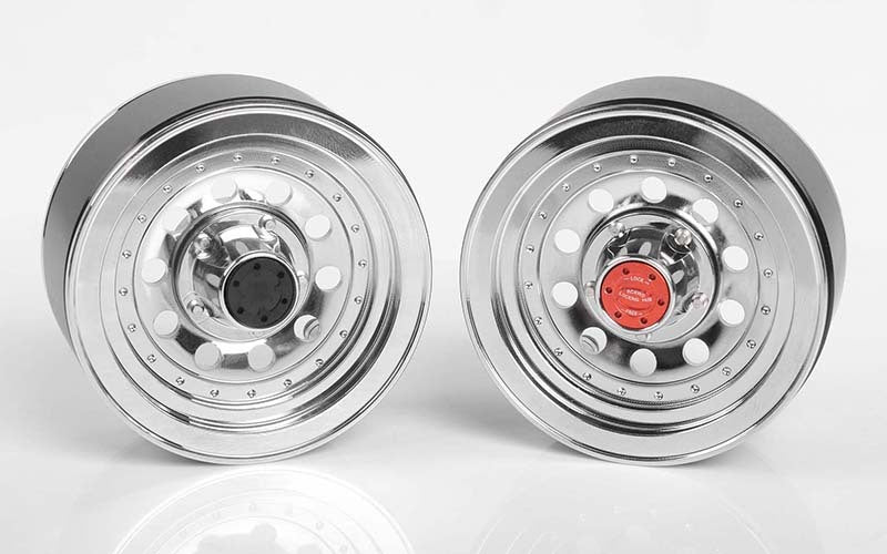 Z-W0296 Classic 10-Hole Chrome 1.9" Beadlock Wheels RC 4WD
