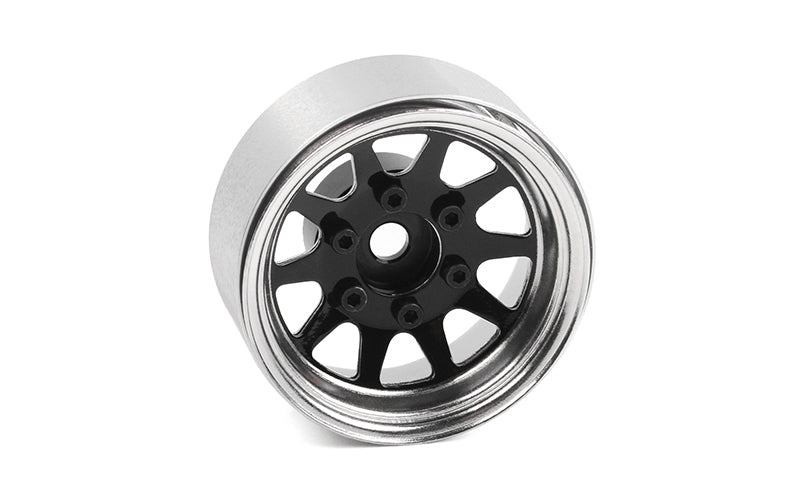 Z-W0337 OEM 6-Lug Stamped Steel 1.55" Beadlock Wheels (Black and Chrome) RC 4WD