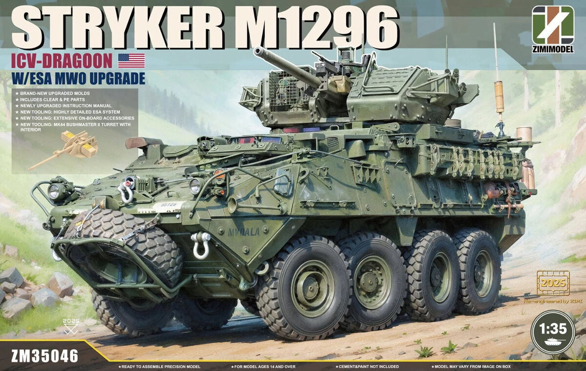 Zimi Model 1/35 Stryker M1296 ICV-Dragoon with ESA MWO Upgrade Plastic Model Kit ZM35046