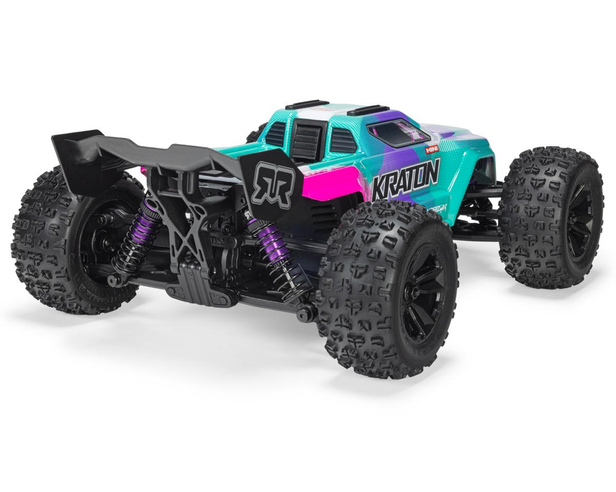 Arrma Mini Kraton 3S BLX 4X4 1/16 RTR Brushless Speed Monster Truck Teal/Pink, ARA2508ST2