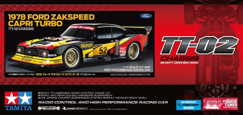 Tamiya 47526 1/10 1978 Ford Zakspeed Capri TT-02 Scale Touring Kit  [47526]