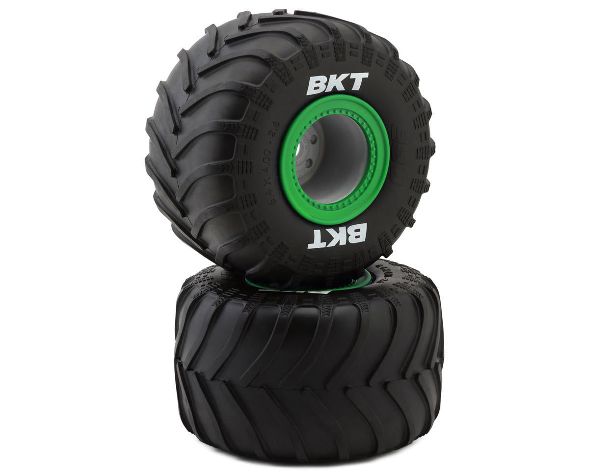 Losi BKT 2.6in Medium Compound Monster Truck Tyre mounted on Green Wheels, LMT 2.0 LOS-1818