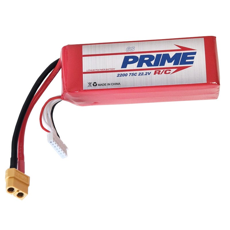 Prime RC 2200mAh 6S 22.2v 75C LiPo Battery with XT60 Connector