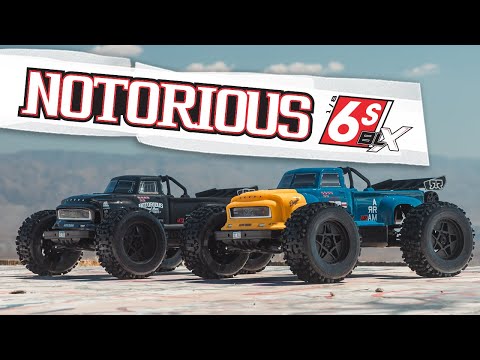 Arrma 1/8 NOTORIOUS 6S 4X4 RTR Brushless Stunt Truck, Black ARA8611V6T1
