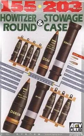 AFV Club AF35017 1/35 155/203mm Howitzer Round & Storage Case Plastic Model Kit AFV