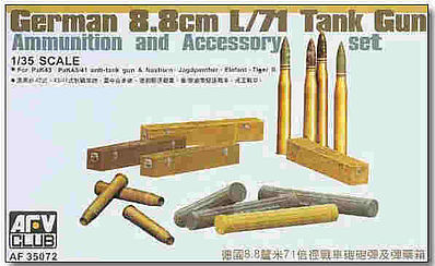 AFV Club AF35072 1/35 German 8.8cm L/71 Tank Gun Ammunition And Accessory Set Plastic Model Kit
