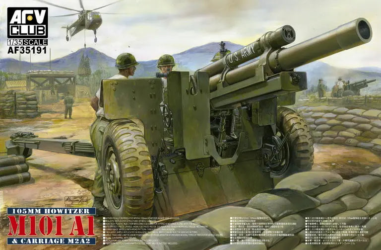 AFV Club AF35191 1/35 105mm Howitzer M101A1 & Carriage M2A2 Plastic Model Kit AFV