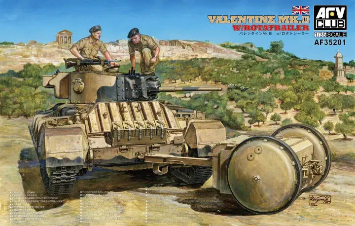 AFV Club AF35201 Valentine Mk. III W/Rotatrailer Plastic Model Kit AFV