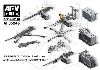 AFV Club AF35246 1/35 U.S. M2Hb .50 Cal Machine Gun Set w/M3 Tripod & M63 Anti-Aircraft Mount