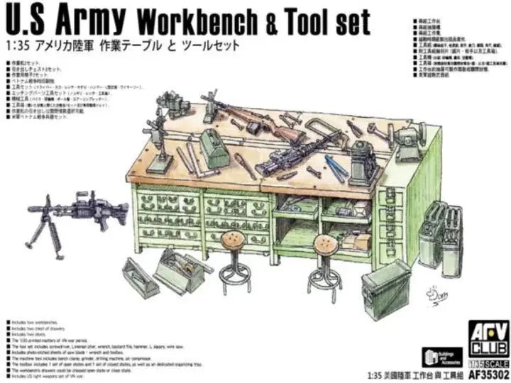 AFV Club AF35302 U.S. Army Workbench & Tool set Plastic Model Kit AFV