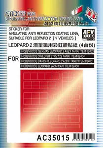 AFV Club AC35015 1/35 Sticker Anti Reflection Coating Lens For Leopard 2 A6Ex (4 Vehicles) AFV