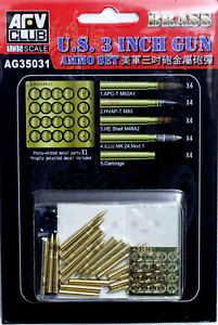 AFV Club AG35031 1/35 U.S. 3 Inch Gun Ammo Set (Brass) Plastic Model Kit