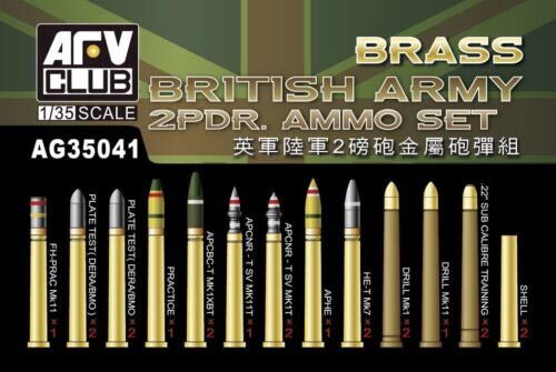 AFV Club AG35041 1/35 British Army 2-Pdr Brass Ammo Set Plastic Model Kit