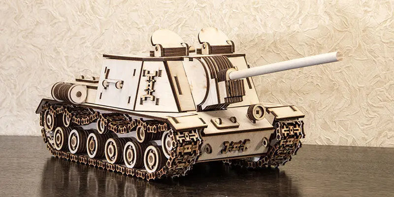 Rotating turret, opening hatches, rolling wheels and tracks Eco-Woodart