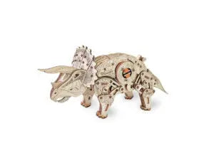 Mechanical dinosaur with moving legs, head and tail on a rubber- band engine Eco-Woodart