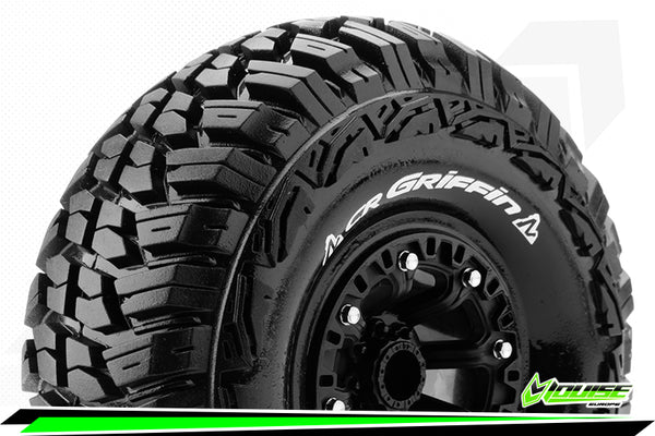 CR-GRIFFIN - 1-10 Crawler Tire Set - Mounted - Super Soft - Black 2.2 Wheels - Hex 12mm