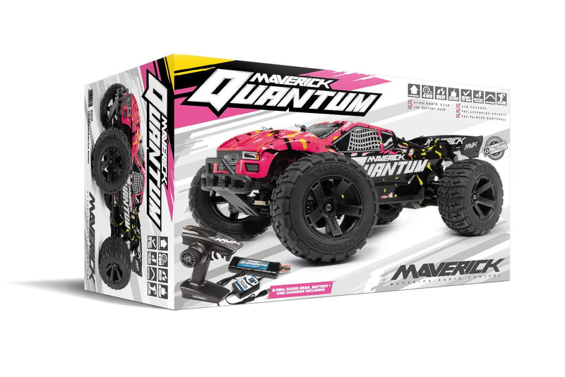 Maverick MV150106 Quantum XT 1/10 4WD Brushed Electric Truggy (Pink/Yellow)