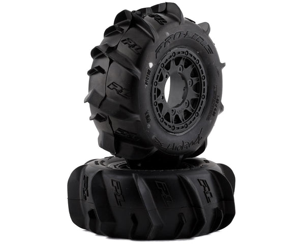 Proline Dumont Paddle SC 2.2in/3.0in Tyres Mounted on Raid Black Wheels, F/R, PR10185-10