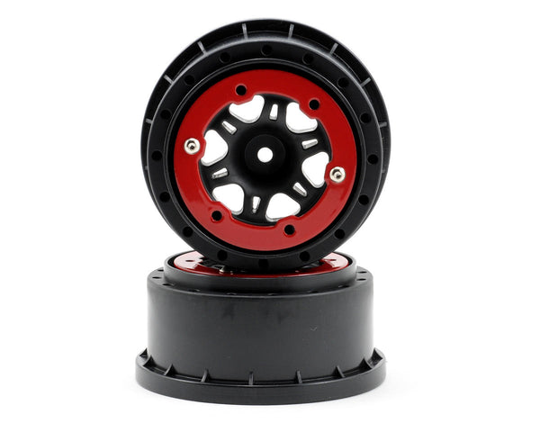 Proline Sixer 2.2/3.0 Red / Black Bead-Lock Front Wheels, 2pcs, Slash, PR2714-04
