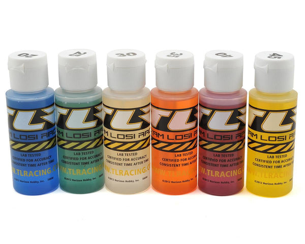 TLR Silicone Shock Oil 2oz 6pk, 20, 25, 30, 35, 40, 45wt