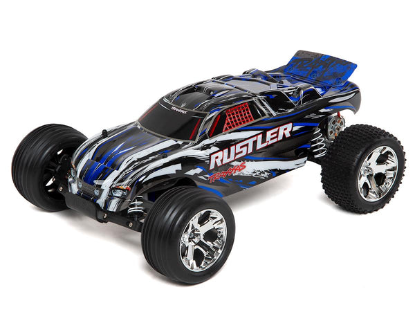 TRAXXAS RUSTLER 2WD STADIUM TRUCK, RTR, 12 TURN 550 MODIFIED MOTOR, ,XL-5 ESC, TQI 2.4 GHZ RADIO, BATTERY & 4 AMP D.C. CHARGER - BLUE