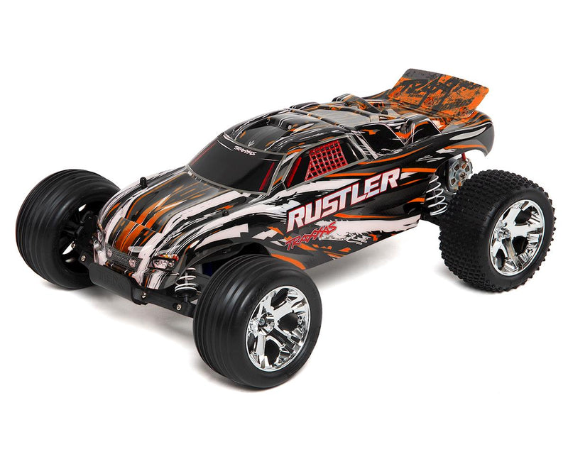 TRAXXAS RUSTLER 2WD STADIUM TRUCK, RTR, 12 TURN 550 MODIFIED MOTOR, ,XL-5 ESC, TQI 2.4 GHZ RADIO, BATTERY & 4 AMP D.C. CHARGER - ORANGE