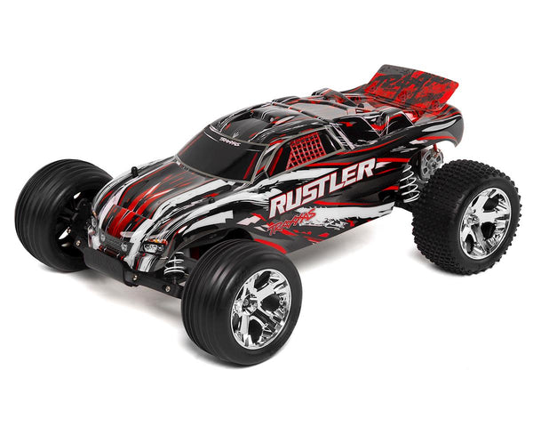 TRAXXAS RUSTLER 2WD STADIUM TRUCK, RTR, 12 TURN 550 MODIFIED MOTOR, ,XL-5 ESC, TQI 2.4 GHZ RADIO, BATTERY & 4 AMP D.C. CHARGER - RED