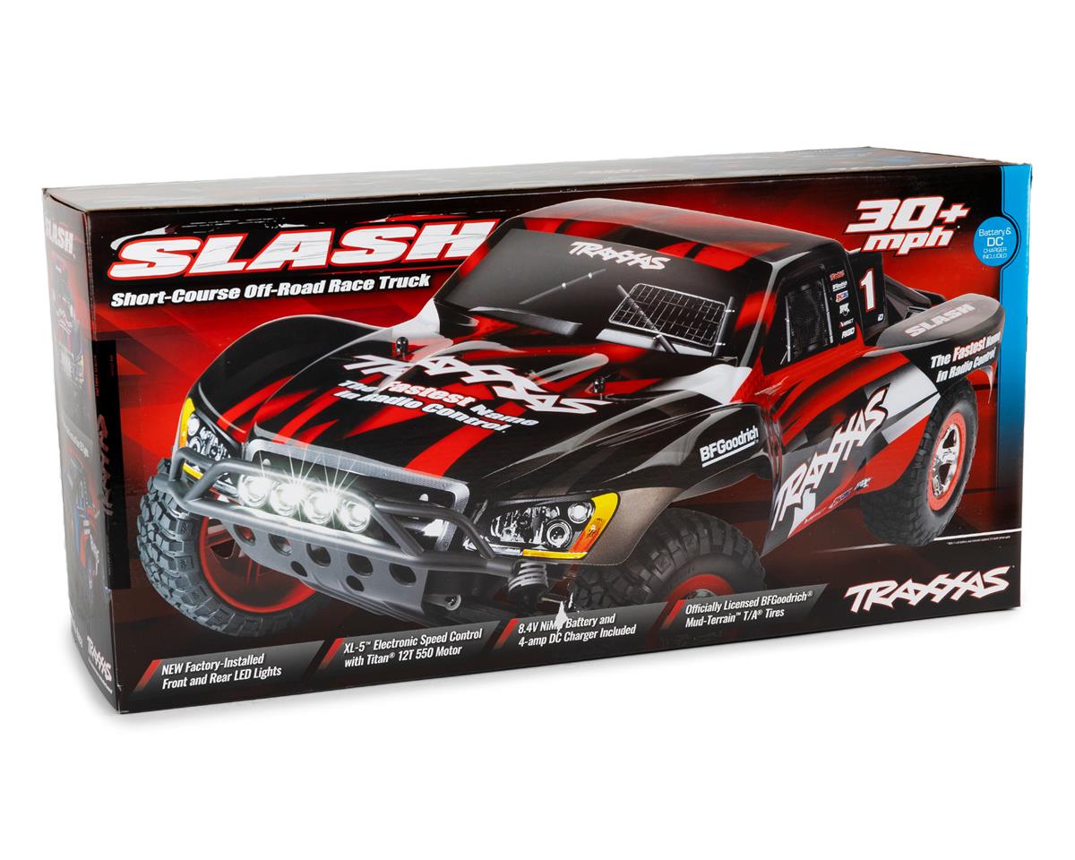 Traxxas Slash 1 10 RTR Short Course Truck Red Blue LED Lights TQ 2.4GHz Radio Battery DC Charger 58034 61